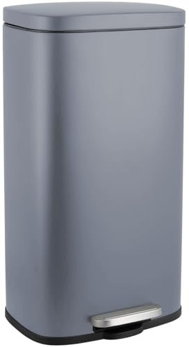 LIFERUN 8-Gallon (30 L) Kitchen Bin, Stainless Steel Rubbish Bin, Pedal Bin with Removable Inner Bucket, Soft-Close, Trash Can with Lid, for Home, Bedroom and Office, Grey