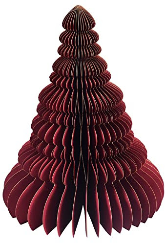 3X Papier-Weihnachtsbaum Maroon, 30 cm - Magnetverschluss | 3D Tannenbaum-Deko | Hochwertige Weihnachtsdekoration aus Pappe für Tisch und Fenster | Premium Qualität - pajoma®