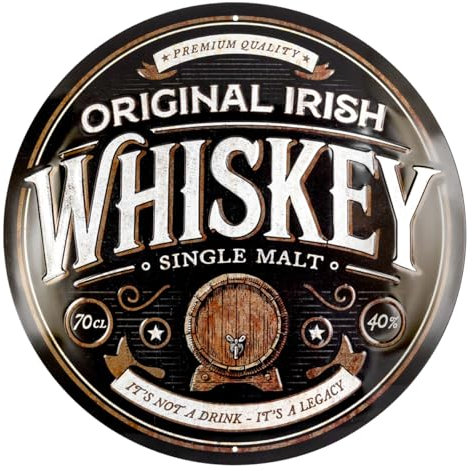 Nostalgic-Art Retro Blechschild, Ø 35 cm, Original Irish Whiskey – Geschenk-Idee als Bar-Zubehör, aus Metall, Vintage Design, Blechschilder Sprüche