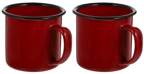 Garneck Tazze Smaltate Retrò Per Bere, Tazze Da Tè e Caffè Smaltate Leggere Impugnatura Antiscottatura, Set 2 Pezzi, Adatte Per Uso Domestico, Ufficio e Viaggi
