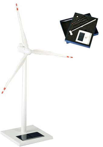 BlocteckToy Mini Solar Energy Windmill Model, Delicate Metal Solar Powered Building Wind Turbine Model with 300 RPM Rotation Speed