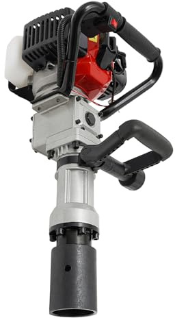 LANNADD Pfahlramme, Benzin Pfahlramme 2 Takt Motor Erdbohrer Benzin 1000W Zaunbau Pfostenramme Hand-Zug-Start Fahlramme Benzin Erdlochbohrer mit 55-70mm für eine Reihe von Rammarbeiten im Gartenbau