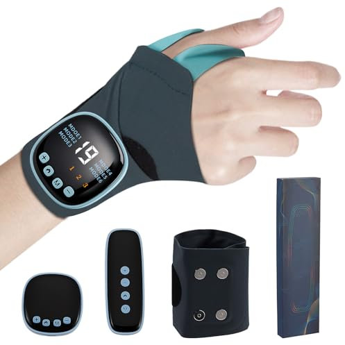 EMS & TENS Handgelenk-Massagegerät, Kabelloses Massagegerät mit Wärme, 3 Stufen Heizung, 9 Massage-Modi Und 19 Intensitäten,Durchblutung, Arthritis-Schmerzen und Schwellungen