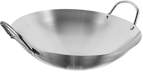 IMIKEYA Sartén Wok Inoxidable Doble Mango 28 Cm Utensilios de Cocina Antiadherente para Cocinar y Freír Compatible Inducción para Uso Diario