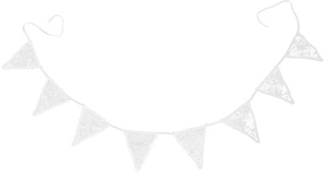 ABOOFAN Wimpel aus Spitze Gartendekoration Bunting-Banner-Wimpel Banner hängen Ammer Girlande Hochzeitsdeko selber Machen Girlande mit dreieckiger Flagge hängende Banner Polyester Weiß