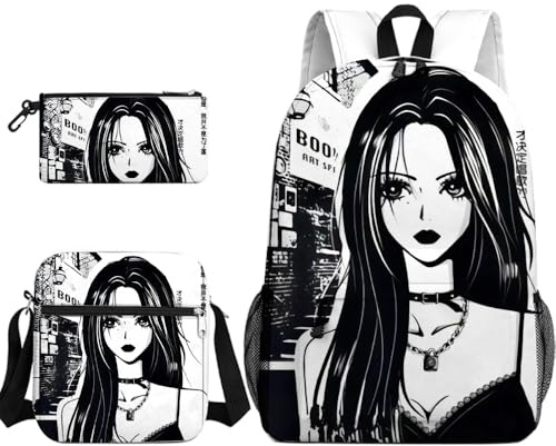 Gooyeh Osaki Nana Schulranzen-Set 3-teilig Komatsu Nana und Osaki Nana Rucksack Komatsu Nana Federmäppchen Anime 3D-Druck Schulsaison Geschenke für Schüler, Typ 9, 40* 30* 13cm