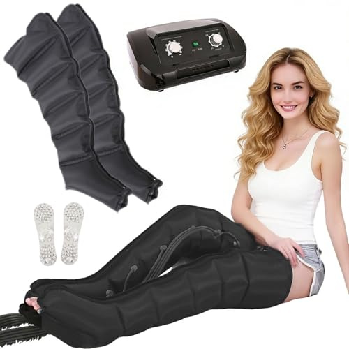 ZHNANDAMAI Bottes Pressothérapie XL, Masseur à Compression d'air pour Jambes/Bras/Taille, Drainage Lymphatique Jambes, Appareil Circulation Sanguine Jambes, Massage Jambe, Noir ﻿