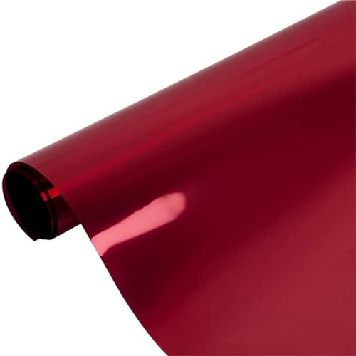 Anti-UV Window Film Self-Adhesive Mirror Effect Privacy Film Electrostatic Reflective Window Tint Silver Red 90x1000cm - Enhance Privacy & Block UV Rays