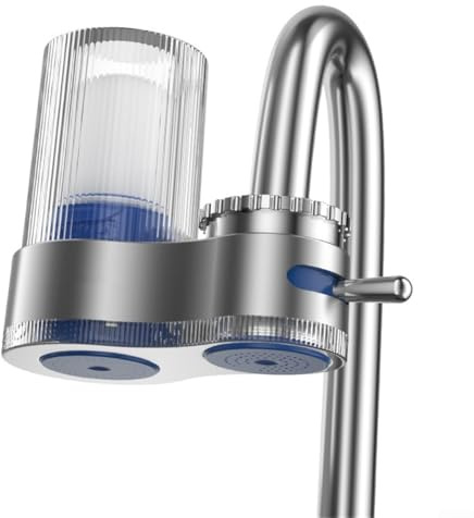 Kitchen Tap Water Purifier, Sink Mounted Water Filter with Multi-Layer Diatomite Filtration to Remove Rust, Sediment, Taste and Odour, Faucet Mounted