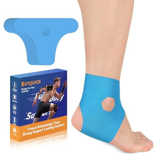 KTQUICK Vorgeschnittene Kinesiotape für Knöchel,10PCS,Latexfrei&Wasserdicht | Hochelastisches Atmungsaktives Baumwolle, Stabilisiert Sprunggelenk,Schützt vor Verstauchungen beim Laufen&Fitnesstraining