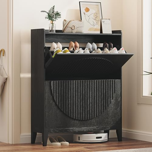 Vlsrka Schuhschrank mit 2 Klappen, Schuhschrank Schmal