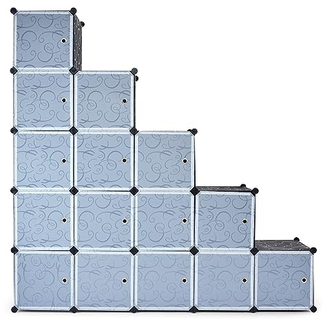 FANTASK 20 Modular Würfel, DIY Garderobenschrank aus Kunststoff mit Kippsicherung, Würfelregal stapelbar, Platzsparend Bücherregal für Schlafzimmer, Wohnzimmer, Schwarz