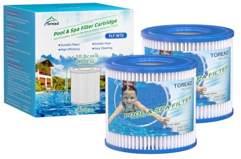 TOREAD 2PCS Cartouche de filtre Type D pour Summer Waves, Cartouches de filtre pour pompe de piscine SFS-350/600, RP-350, RX-600