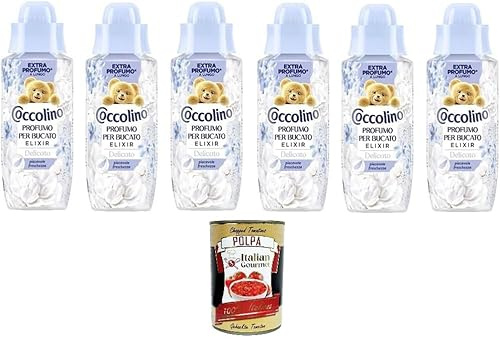 Coccolino Wäscheparfüm Profumo per Bucato Elixir Delicato - Flüssiges Parfüm für die Wäsche 6x 342ml + Italian Gourmet Polpa