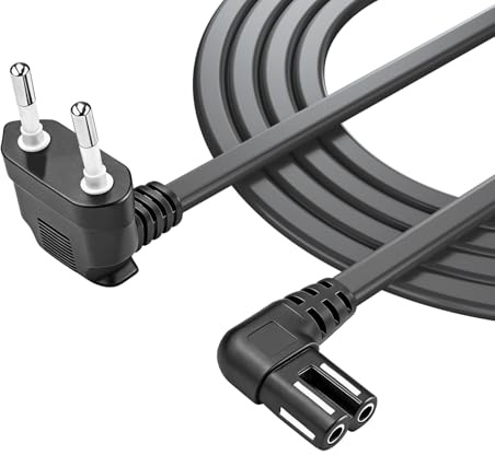 Superer 5M Fernseher Netzkabel C7 Kabel Eurostecker Stromkabel 90° Schwarz | Passend für Samsung Fernseher, für Hisense Sony Panasonic LG Philips TV