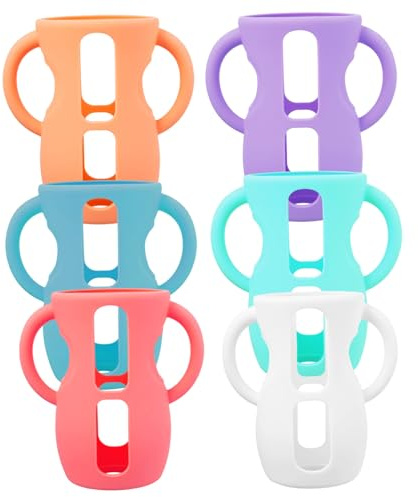 Poignées de biberon en silicone 6 pièces avec poignée antidérapante – Manchons de protection absorbant les chocs pour biberons 2400 ml (6 couleurs)