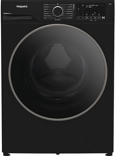 Hotpoint Washing Machine, 10 kg, 1400 RPM, Front Loading, A Rated, SteamCare, Anti-Stain, Child Lock, 84.5x60x58 cm (Black)