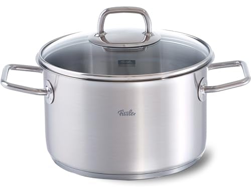 Fissler Viseo/Edelstahl-Topf (3,6 L - Ø 20 cm) Kochtopf mit Glas-Deckel, Innenskalierung, Schüttrand, Induktions-Kochtopf, energiesparend, für alle Herdarten - auch Induktion
