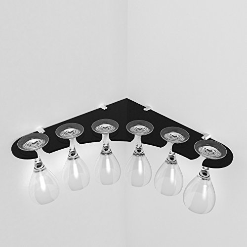 Stylish Corner Black Acrylic Wine Glass Rack - Holds 6 Wine Glasses (Available in 7 Colours)