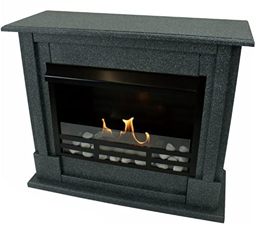 Ethanol and Gel Fireplace Firegel Emily Deluxe Royal Granite Black Included Adjustable Stainless Steel Burner + Safety Glass