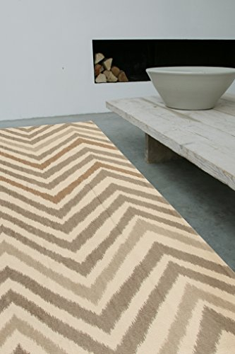 VIVA 19456 Ikat Teppich, Baumwolle, Sand, 140 x 200 x 2,80 cm