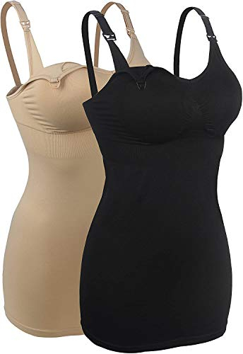 2X Débardeur Allaitement Maternite Femme Beige&Noir Nursing Maternity Bra,XL