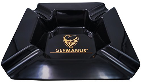 GERMANUS Grande Sigaro Portacenere Monument I Nero Oro, 22 x 22 x 5 cm