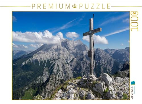 CALVENDO Puzzle Gipfelkreuz vor Watzmann | 1000 Teile Lege-Größe 64 x 48 cm Foto-Puzzle für glückliche Stunden