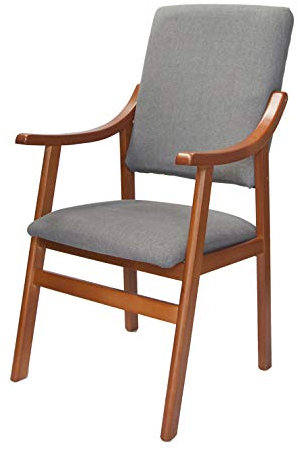 Sueña y Descansa Sillón Alto con reposabrazos de Madera de Haya Color Cerezo tapizado en Marengo