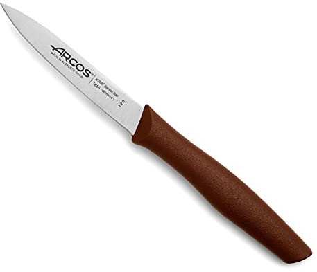 Arcos Couteau Mondador Acier Inoxydable NITRUM 100 mm - Pour Fruits et Légumes - Manche Polypropylène Résistant et Confortable - Série Nova
