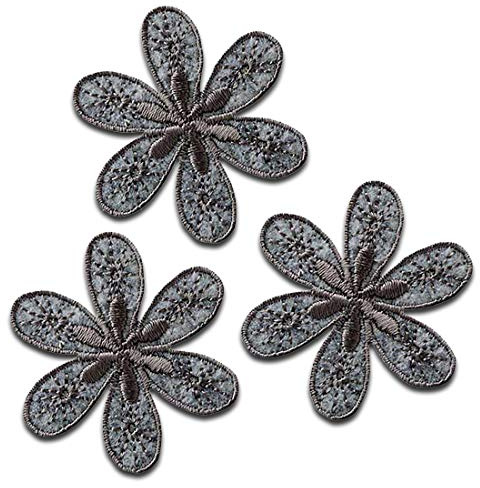 Applikationen - Fashion and Home - aufbügelbar Blumen grau 3 St