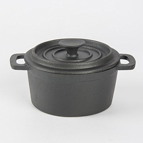 Olla pequeña con tapa de hierro fundido negro 14 x 7,5 cm