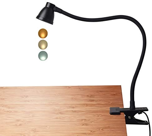 CeSunlight Clamp Desk Lamp, Clip on Reading Light, 3000-6500K Adjustable Color Temperature, 6 Illumination Modes, 10 Led Beads, 4.8 Feet USB Cord Included (Adapter Not Included)