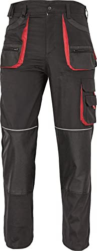 Stenso des-Emerton - Pantaloni da Lavoro - Uomo - Pantaloni Protettivi - Slim Fit - Nero/Rosso - 52