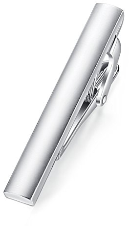 HONEY BEAR 4cm Herren Kinder Krawattennadel Krawattenklammer für schmale Krawatten Tie Clip 1.57inch (Gebürstetes Silber 4cm)