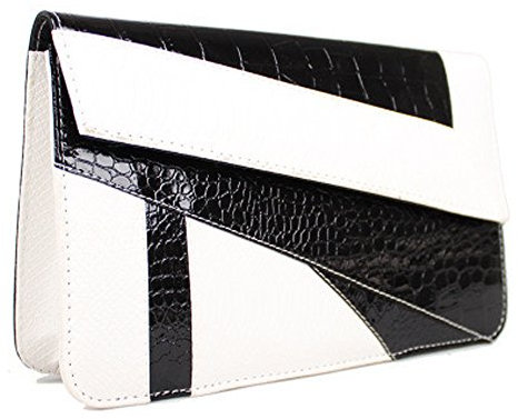 FiveloveTwo Damen Frauen Karriere OL Handtasche Tasche Umhaengetasche Mode-Strasse Clutches Schultertasche Shopper Tragetaschen Geldbörsen Tote Schwarz Weiß