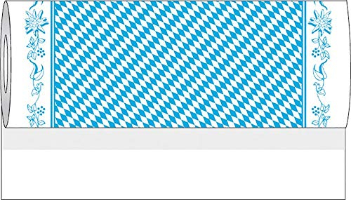 Mank GmbH Airlaid Tischdeckenrolle 80 cm x 40 m Tischdecken Rolle stoffähnlich praktische Einmal Tischdecke für Partys Bayern Oktoberfest Motiv Blau Weiß Rauten