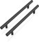 PinLin 5 Pack Kitchen Door Handles 160mm Hole Centre Flat Black Cabinet Handles Stainless Steel Cupboard T Bar Handle (Screws Included)