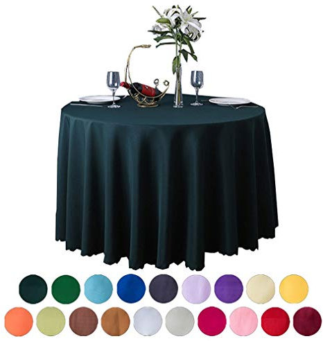 JK Home Tischdecke, rund, Polyester, robust, für Hochzeiten, Banketts, 200 cm, Dunkelgrün