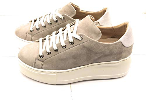 Luca Grossa E535M Sneaker für Damen, Wildleder, Beige, Keilabsatz, 40, Beige - beige - Größe: 40 EU