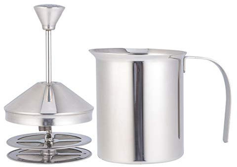 YARNOW Montalatte Manuale Montalatte Induzione Schiumatore di a Doppio in Inossidabile di per Cappuccino Schiuma Induzione Monta Schiuma