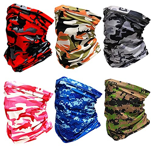 Golopatop Neck Gaiter Snood Ice Silk Outdoor Multifunctional Headwear Elastic Tube Scarf Magic Headband Breathable UV Resistance Bandana Face Mask for Men Women Cycling Hiking Fishing