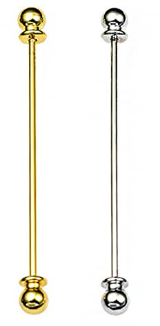 2-Piece Collar Pin & Bar Set - Shirt Collar Tie Pins for Men - Wedding & Business (Silver, Golden)