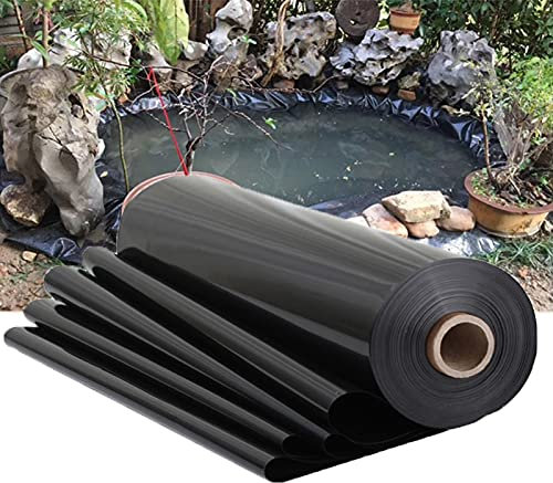 Teichfolien Fisch und Pflanzenfreundlich Teichfolie Schwarz Teichplane Dicke 0.2mm Teichmembran Fountain Teichleiner Teichhäute Liner Wasserdichtes Futter Tuch Für Garten,Schwimmteich (4×4m)