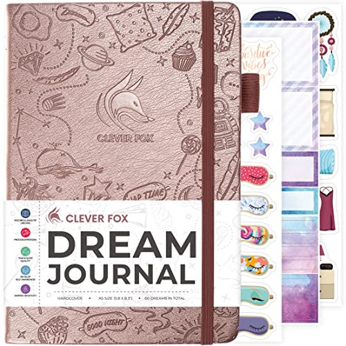 Clever Fox Dream Journal – Guided Dream Diary for Women, Men & Kids – Hardcover Notebook to Track & Analyze Your Dreams & Sleep – Log Book for Dream Journaling – 60 Dreams Total, A5 Size - Rose Gold