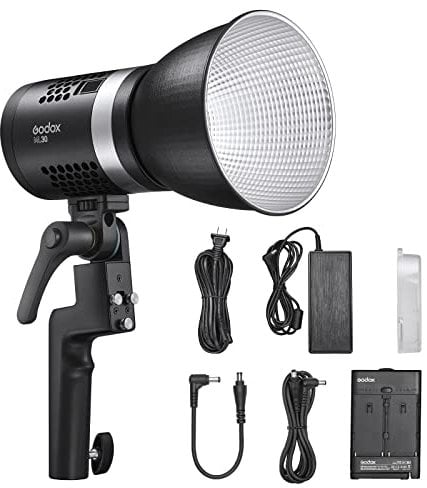 Godox ML30 LED Video Light, Protable 5600K CRI 96 TLCI 97 LED Studio Light with 4 Pre-set FX Lighting Effects, LED Photography Light with Silent Mode, for Studio Film Video Interview