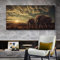Pei-wall art Leinwandbild, 70 x 140 cm, Rahmenlos, modernes Tier, Wandkunst, Grasland, afrikanischer Elefant, Posterdruck, Bild, Wohnzimmer, Heimdekoration