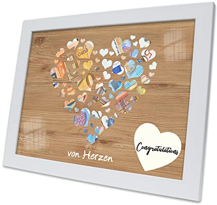 BOYATONG Geschenke Verpackung Hochzeit Bilderrahmen mit Herzmotiv I Geldgeschenk Hochzeit I Hochzeitsgeschenke I Geburtstag I Muttertag I Jubiläum I Geld Geschenkideen