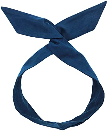 Duories Vintage Stirnbänder Damen,Haarband Kopfband Frauen Haarbänder Bow Flexibler Eisendraht Biegbar Stirnband Haarreif mit Schleife, Retro Haarschmuck Haare Zubehör für Damen Mädchen,Navy blau