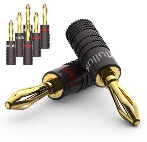 Tertullus 8PCS 24K Gold Plated Speaker Banana Plugs Adapter,Closed Screw Speaker Connectors Plugs for Speaker Wire, Wall Plate, Home Theater, Audio/Video Receiver, Amplifiers and Sound Systems